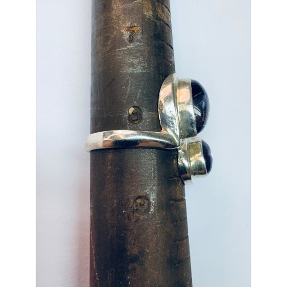 Estate Sterling Silver 925 Pear Shape Amethyst Ring Size 8, Unique Design, 6.43g - Picture 7 of 9